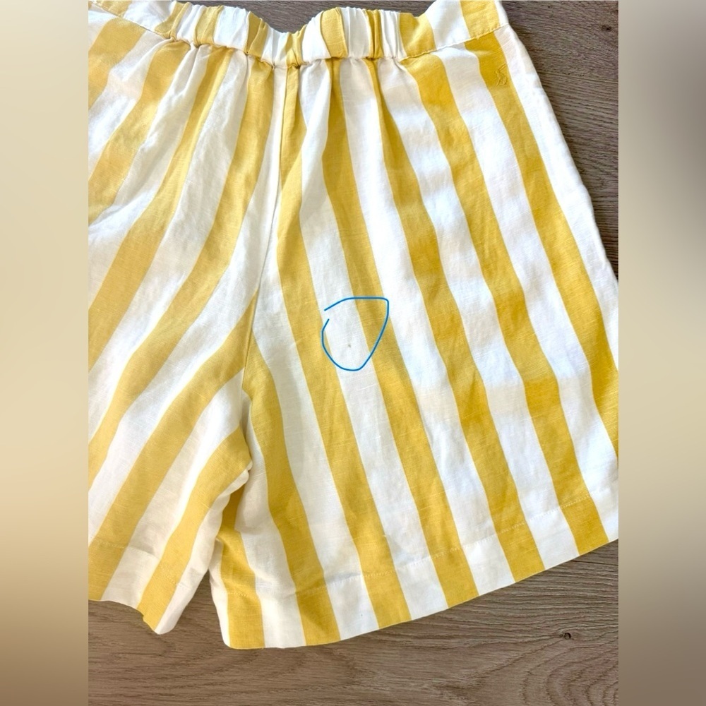Joules Coretta Stripe High Rise Shorts in Yellow/White - Picture 10 of 11